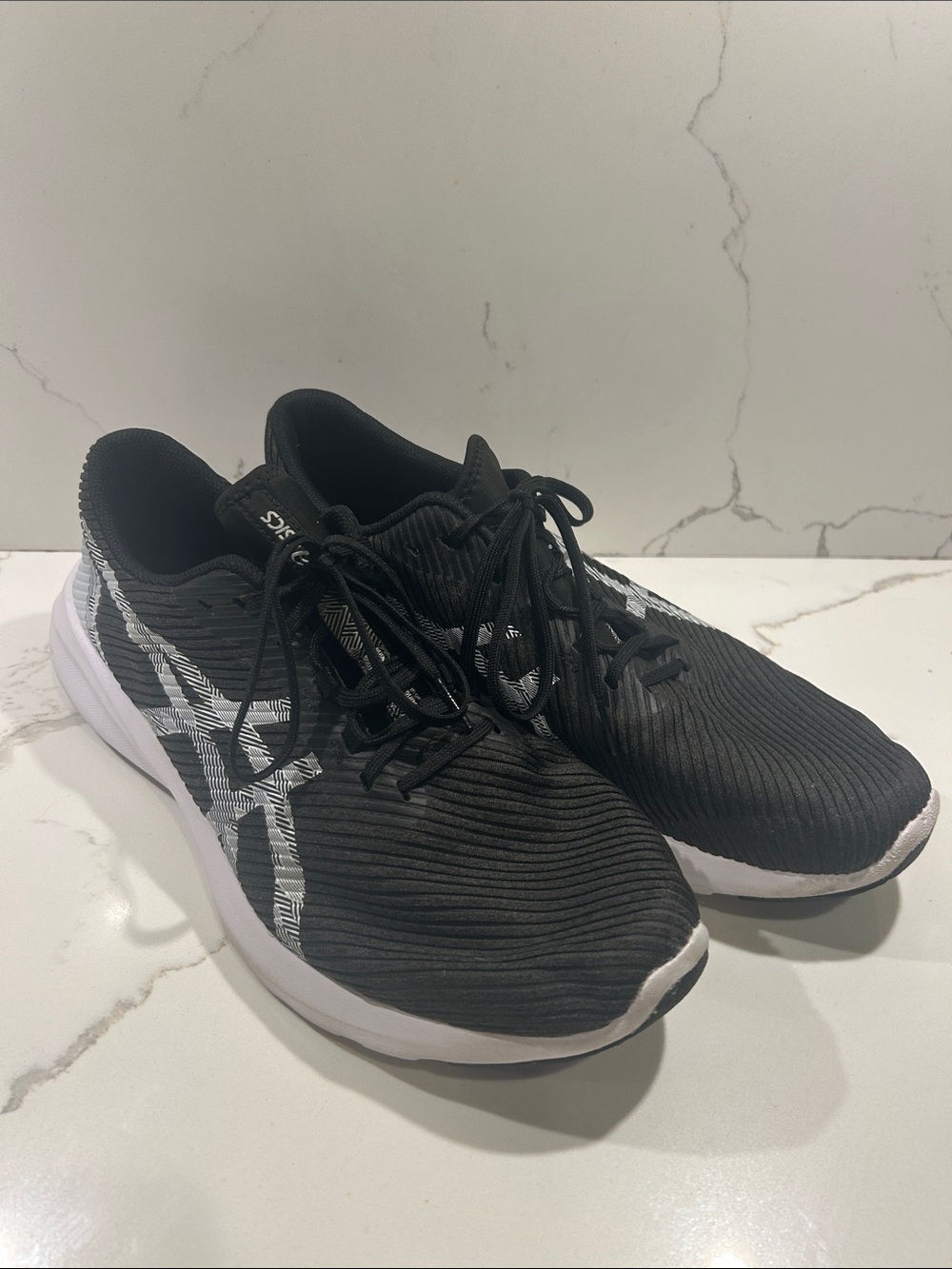 Asics Black Athletic Running Shoes with White Detailing